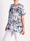 Ivory/Sapphire Calligraphic Print Jersey T-Shirt - Promotion Until 8th May 2024
