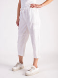 White Linen Mix Trousers With Pockets