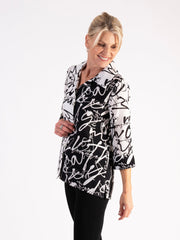 Black/White Contrast Panels Poetry Shirt – Effortless Refinement