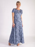 Blue Lace Dress With Short Sleeves