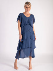 Azure Multi Layered Dress With Sequins Embellishment