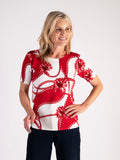 Red/White Flower and Chain Twinset