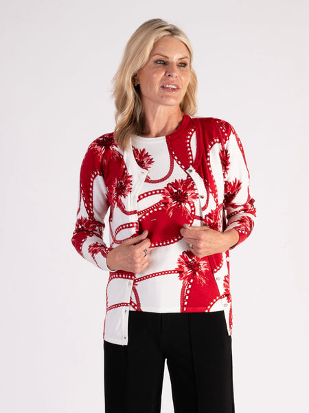 Red/White Flower and Chain Twinset