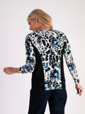 Blue Patchwork Leopard Print Twinset With Black Side Panels