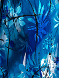 Marina/Cobalt Hand Painted Tropical Silk Mix Devoree Jacket with Split Cuff Detail