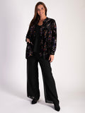 Black Velvet Devoré Blouse with Multi Floral Print