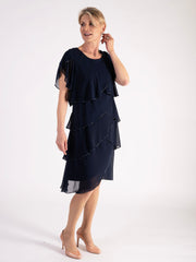 New Navy Multi Layered Sequin Embellished Dress