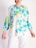 Ivory/Turquoise Floral Knitted Pullover with Diamanté Details