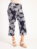Navy/White Rose Print Cropped Pant - Promotion Until 8th May 2024