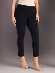 Black Pull On Scuba Crepe Slimline Trouser with Back Pockets