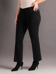 Black Pull On Scuba Crepe Straight Leg Trouser with Pintuck Detail