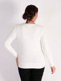 White Diamante Studs Cable Knit Jumper - Promotion Until 8th May 2024