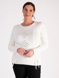 White Diamante Studs Cable Knit Jumper - Promotion Until 8th May 2024
