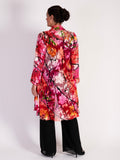 Rose Noir Hand Silk Mix Painted Abstract Floral Silk Devoree Jacket with Split Cuff Detail- LIMITED EDITION