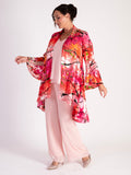 Rose Noir Hand Silk Mix Painted Abstract Floral Silk Devoree Jacket with Split Cuff Detail- LIMITED EDITION