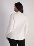 White Crew Neck Jumper With Pearl Details