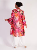 Rose Noir Hand Silk Mix Painted Abstract Floral Silk Devoree Jacket with Split Cuff Detail- LIMITED EDITION