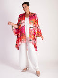 Rose Noir Hand Silk Mix Painted Abstract Floral Silk Devoree Jacket with Split Cuff Detail- LIMITED EDITION