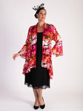 Rose Noir Hand Silk Mix Painted Abstract Floral Silk Devoree Jacket with Split Cuff Detail- LIMITED EDITION