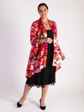 Rose Noir Hand Silk Mix Painted Abstract Floral Silk Devoree Jacket with Split Cuff Detail- LIMITED EDITION