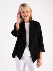 Black Textured Waterfall Shrug – Timeless Elegance