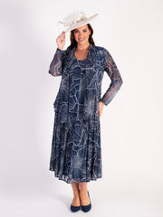 Navy/Ivory Floral Print Mesh Shrug