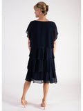 New Navy Multi Layered Sequin Embellished Dress