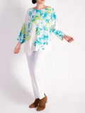 Ivory/Turquoise Floral Knitted Pullover with Diamanté Details