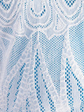 White Flower Embroidered Mesh Zip Hooded Jumper