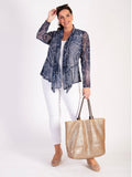 Navy/Ivory Floral Print Mesh Shrug