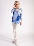 Blue/Multi Abstract Butterfly Batwing Top