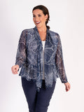 Navy/Ivory Floral Print Mesh Shrug