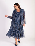 Navy/Ivory Floral Print Mesh Shrug