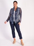 Navy/Ivory Floral Print Mesh Shrug