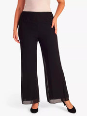 Black Jersey Lined Crepe Chiffon Trousers