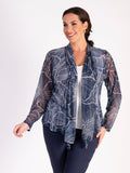 Navy/Ivory Floral Print Mesh Shrug
