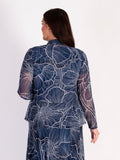 Navy/Ivory Floral Print Mesh Shrug