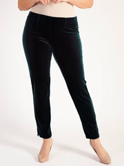 Teal Stretch Velvet Trouser