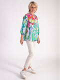 Blue/Multi Abstract Spring Flowers Print Broderie Anglaise Shirt