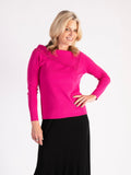 Fuchsia Boatneck Jumper with Crystal Embellishment