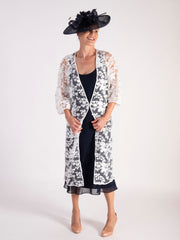 White Flower Cascade Applique Lace Coat - Elegant & Versatile