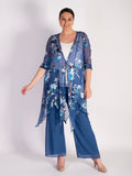 Azure Floral Print Silk Devoree Pixie Coat