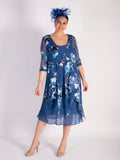 Azure Floral Print Silk Devoree Pixie Coat
