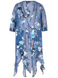 Bluebird Floral Print Silk Devoree Pixie Coat