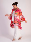Rose Noir Hand Silk Mix Painted Abstract Floral Silk Devoree Jacket with Split Cuff Detail- LIMITED EDITION