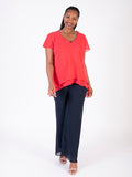 Poppy Double Layer Split Sleeve V-Neck Top