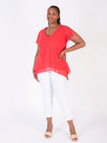 Poppy Double Layer Split Sleeve V-Neck Top