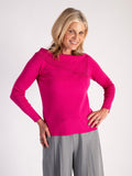 Fuchsia Boatneck Jumper with Crystal Embellishment