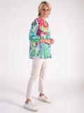 Blue/Multi Abstract Spring Flowers Print Broderie Anglaise Shirt