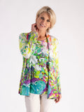 Green/Multi Abstract Spring Flowers  Cardigan